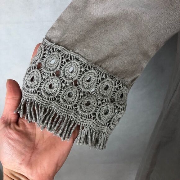 SzXS Alessia Pacini Taupe Lace Linen Dress - Picture 5 of 8